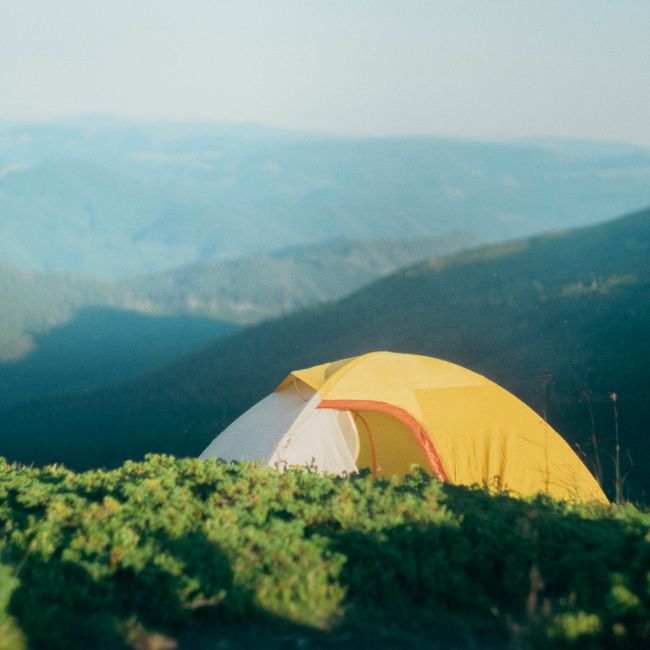 putting up a tent